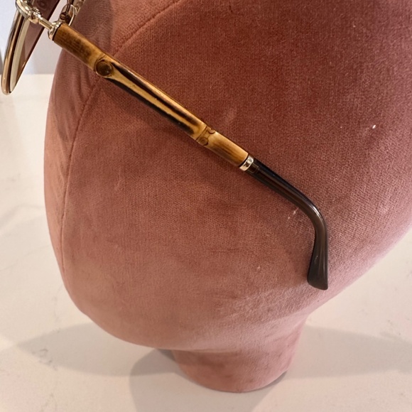 GUCCI Bamboo and Gold Aviator Sunglasses - Picture 8 of 11